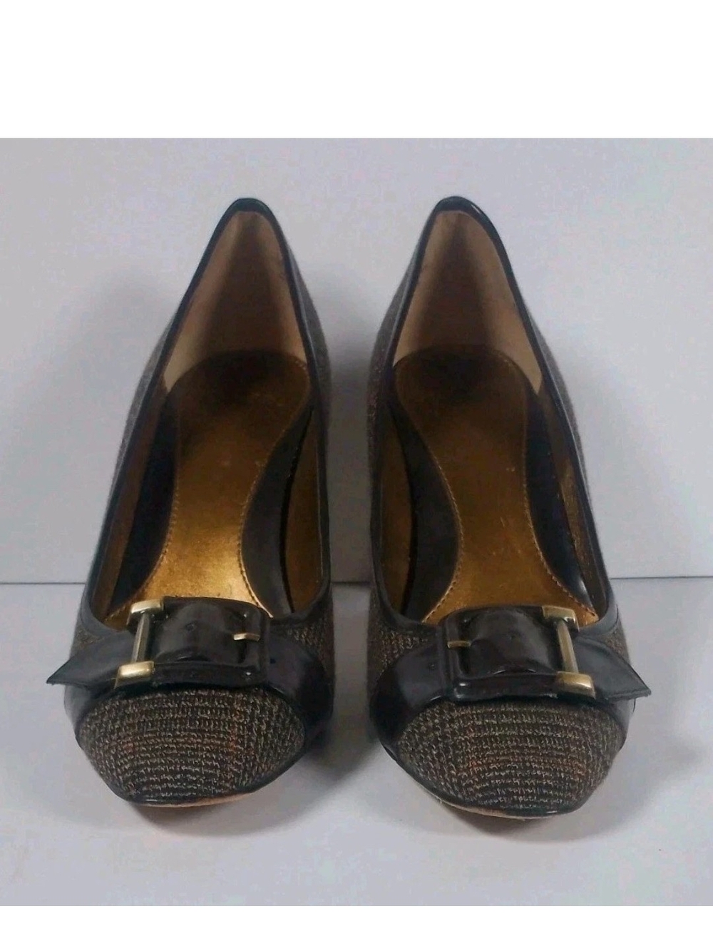Circa Joan & David Ornate Tweed Leather Pumps 6.5 Office Siren Dark Academia